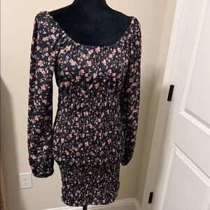 🪭🪭Sexy Ruffled Floral Navy Blue and Pink Women's Dress🪭🪭